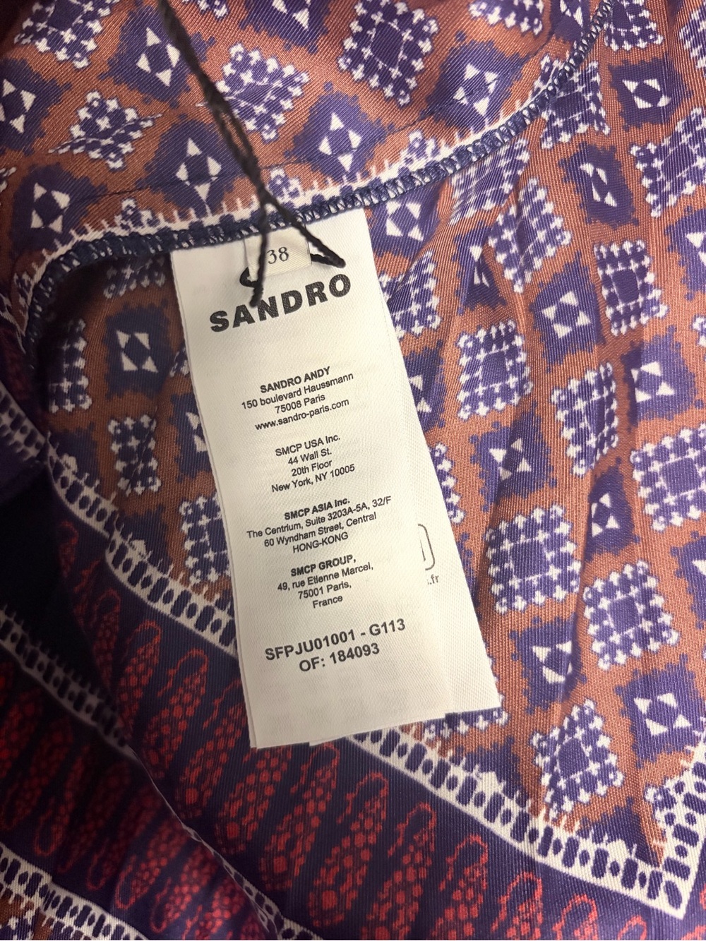 long printed pleated skirt (Jupe longue plissée imprimée)by sandro burgundy navy - Picture 4 of 6